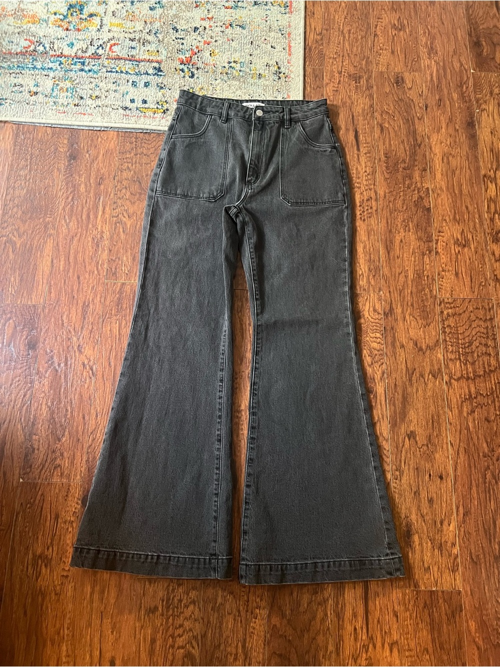 Rolla's Eastcoast Flare Jeans Size 29 Washed Black High Rise Retro Bell Bottom